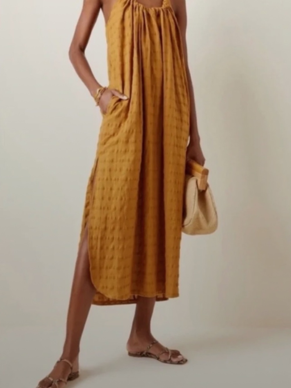 Mara Hoffman Swim Lexi Woven Cotton Dress Mustard Size Small - Picture 2 of 11
